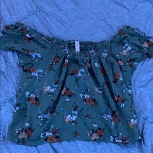 Green off the shoulder top